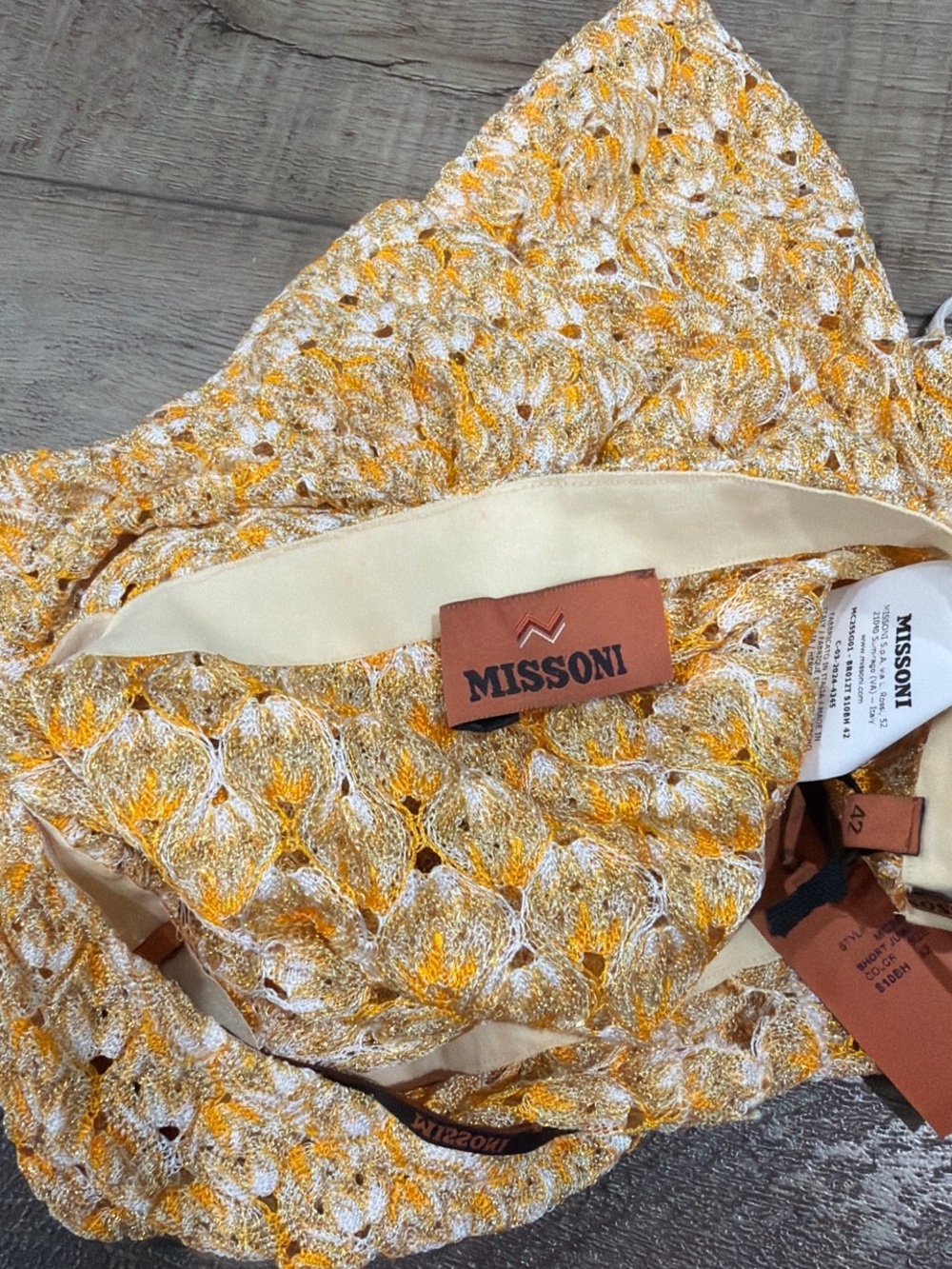 Missoni metallic crochet knit romper in honey - Picture 6 of 6